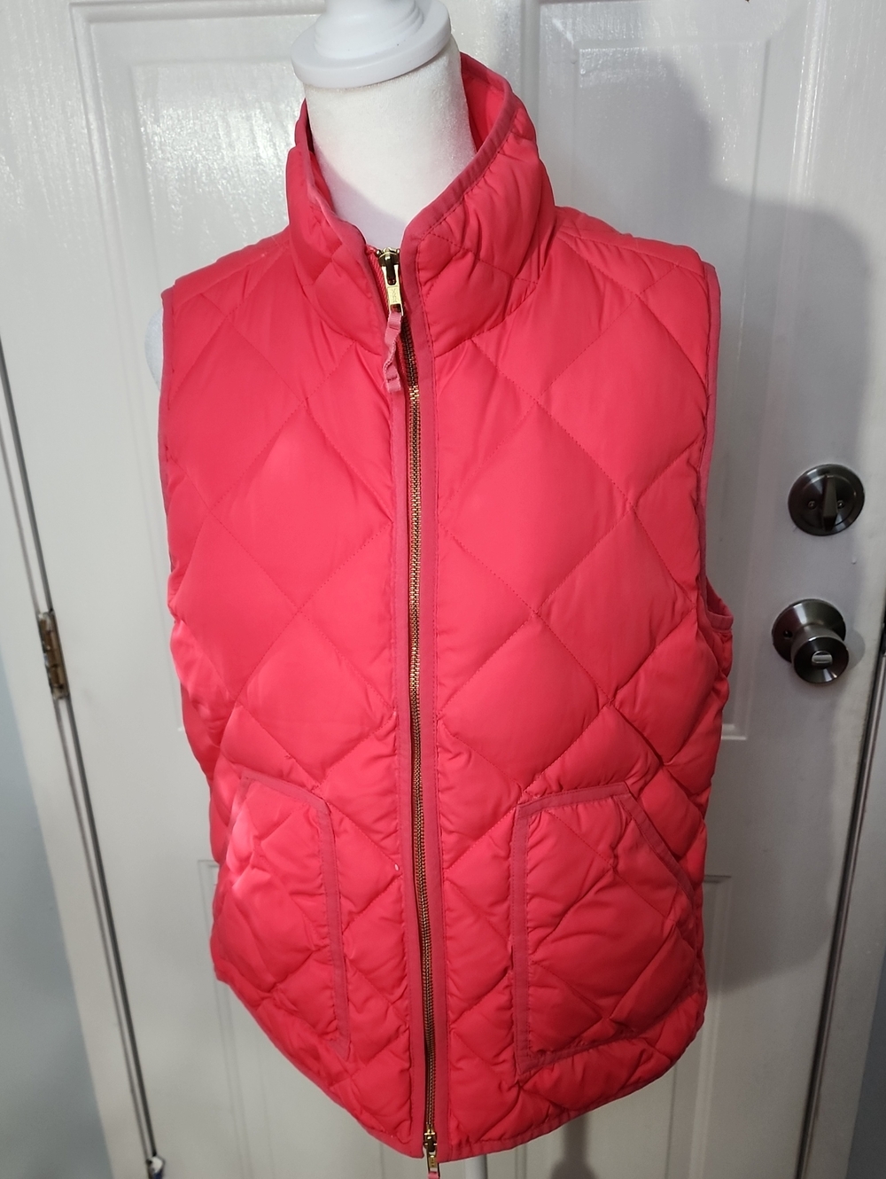 J. Crew Coral Quilted Sleeveless Puffer Vest